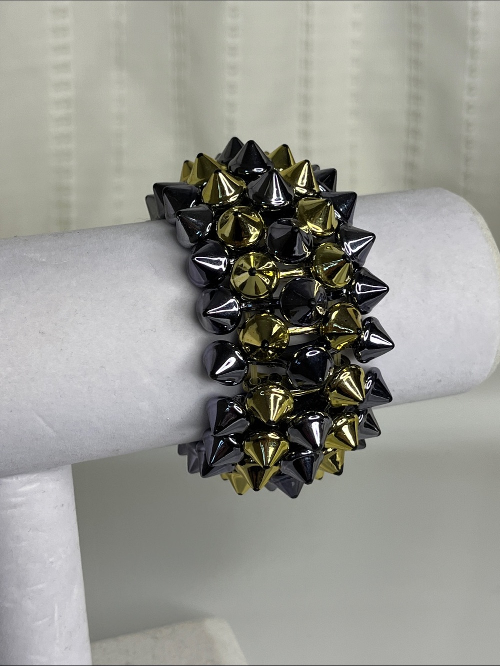 Gold and Dark Silver Spike Stretch Bracelet - Women Jewelry Bracelets